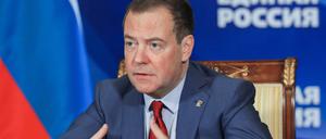 Dmitri Medwedew bei einer Konferenz in Moskau.