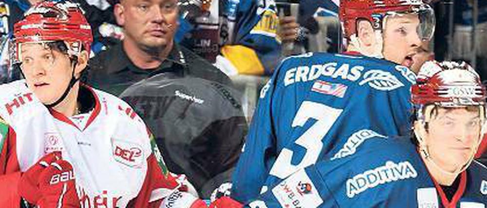 Rot und Blau sind ihre Farben. Alexander Weiß (l.) spielt seit dieser Saison für die Kölner Haie, sein Bruder Daniel ist den Eisbären treu geblieben.