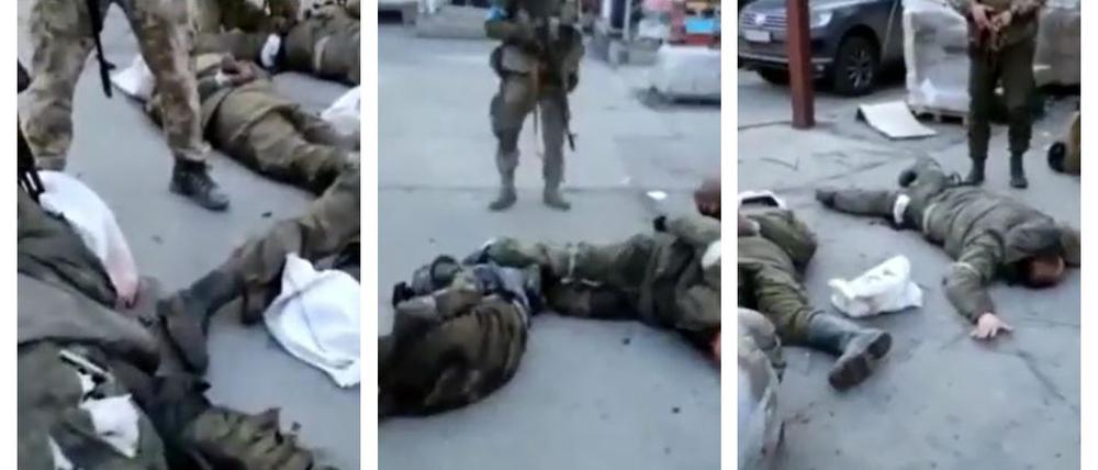 Das Video zeigt verwundete Gefangene sowie Schüsse auf teils gefesselte Personen, die aus einem Kleinbus aussteigen.