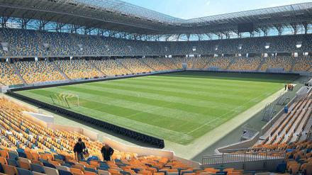 Lemberg hat eine nagelneue Fußballarena. Hier trägt die deutsche Nationalmannschaft zwei ihrer Vorrundenspiele aus.