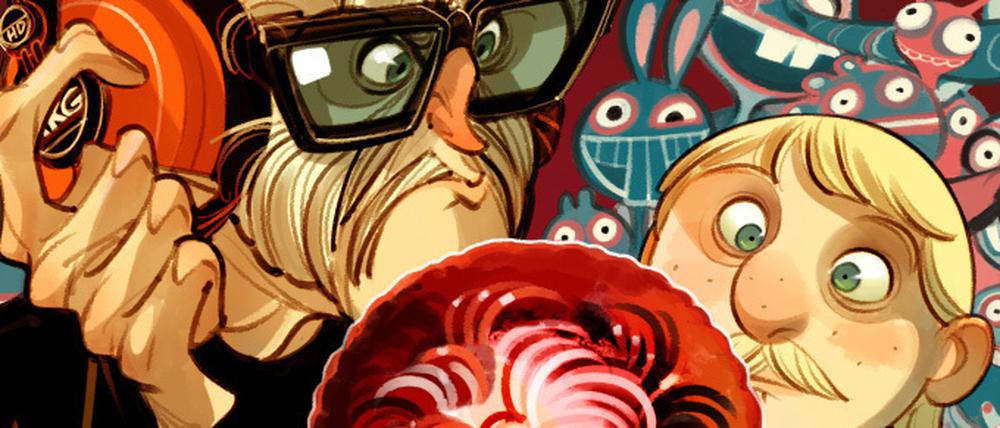 Kosmische Dimensionen: DDR-Superheld Ronny Knäusel (rechts) und der Surf-Rocker Cosmo-Shleym sind die Hauptfiguren der Geschichte.
