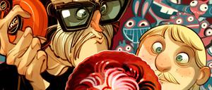 Kosmische Dimensionen: DDR-Superheld Ronny Knäusel (rechts) und der Surf-Rocker Cosmo-Shleym sind die Hauptfiguren der Geschichte.