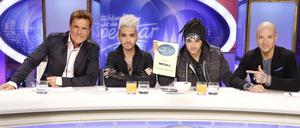 Die neue "DSDS"-Jury: Dieter Bohlen (v.l.), Bill und Tom Kaulitz von Tokio Hotel und Mateo von Culcha Candela.