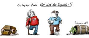 Und so sieht unser Karikaturist Stuttmann den Zustand der Berliner Parteien.