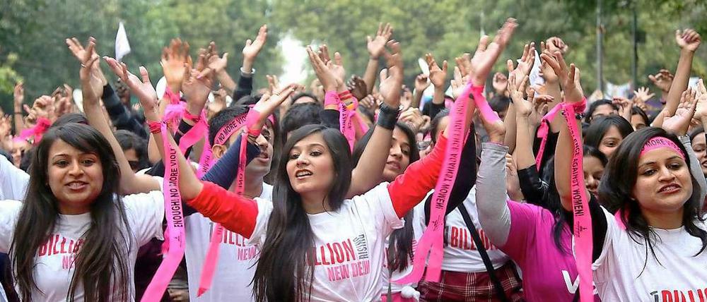 "One Billion Rising" - Eine Milliarde Menschen erhebt sich gegen sexuelle Gewalt an Frauen. Auch in Neu Delhi.