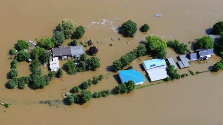 Hochwasser in Barby, Sachsen-Anhalt.