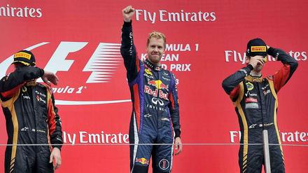 Sebastian Vettel bei der Siegerehrung in Yeongam.