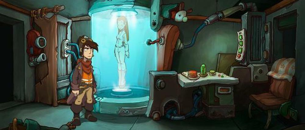 Rufus und Goal in "Goodbye Deponia".