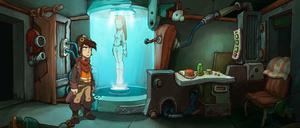 Rufus und Goal in "Goodbye Deponia".