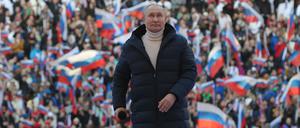 Russlands Präsident Wladimir Putin am 18. März 2022 im Luschniki-Stadion in Moskau.