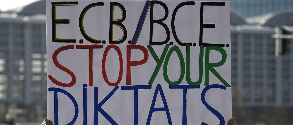 Demonstrant in Frankfurt am Main.
