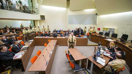 der Gerichtssaal des Oberlandesgerichts in München (Bayern).