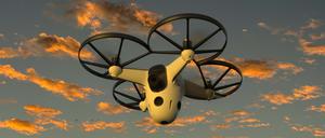 Technik, die bewacht: Die 1,5 kg schwere „Biene“ fliegt auch bei einer Windstärke von 30 Kilometern pro Stunde noch zuverlässig und kann ein Gebiet von bis zu 10 Hektar im Blick behalten.