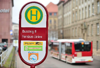 Haltestelle für Fernbuslinien in Erfurt.