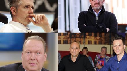 Stehen für ihre Fonds: „Mr. Dax“ Dirk Müller, Kai Diekmann, Marc Friedrich und Matthias Weik, Max Otte (im Uhrzeigersinn). 
