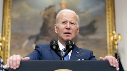 US-Präsident Joe Biden im Roosevelt Room des Weißen Hauses.