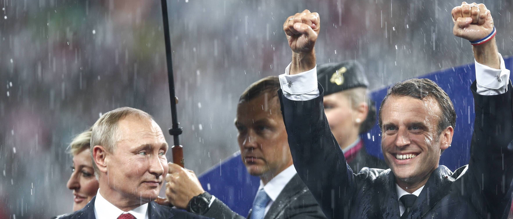 Die Zähne des Siegers: Bei der Fußball-WM 2018 in Russland triumphierte das Team von Frankreichs Präsident Emanuel Macron.