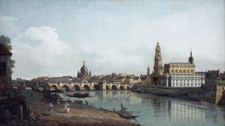 Bernardo Bellotto, Dresden vom rechten Elbufer unterhalb der Augustusbrücke, 1748.