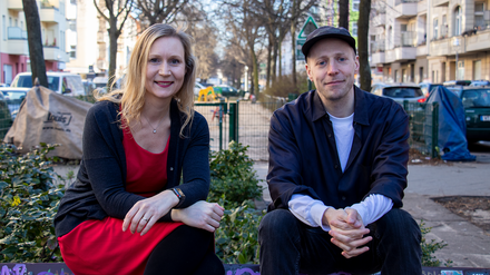 Die Kreisvorsitzenden der SPD Berlin-Mitte Julia Plehnert und Yannick Haan.