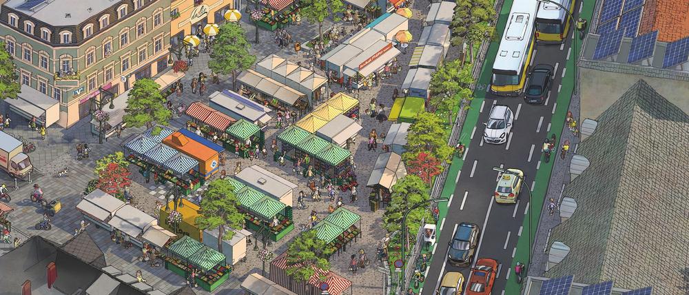 Eine Vision für den Kranoldplatz: Eine neue Bürgerinitiative findet, dass der Platz für parkende Autos zu schade ist.