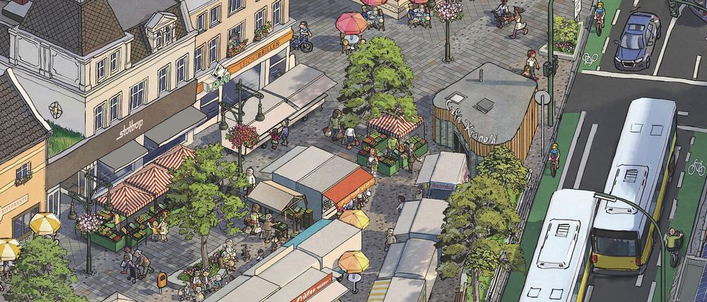 Bäume, Radstreifen, eine Toilette: Mit relativ einfachen Mitteln könnte der Platz mehr werden als ein purer Abstellplatz.