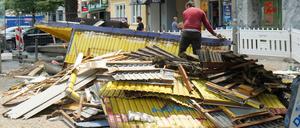 Die abgerissene Currywurstbude „Maximilian“ am Stuttgarter Platz in Berlin-Charlottenburg.