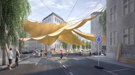 Die sogenannte Beteilligungsthese im „Manifest der freien Straßen“ zeigt ein „Straßenparlament“ mitten auf einer Kreuzung. 