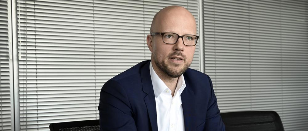 Der neue Präsident der Industrie- und Handelskammer zu Berlin, Sebastian Stietzel, in seinem Büro der IHK.