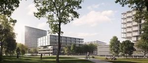 Ganz links das Hochhaus mit 16 Etagen: Bis 2050 soll der Campus Benjamin Franklin ausgebaut werden.