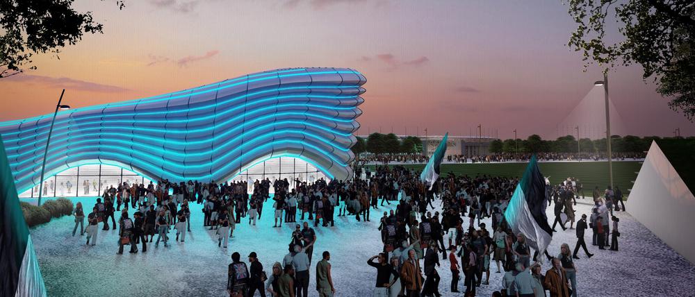 So stellt sich das Planungsbüro Lindner das neue Stadion von Hertha BSC in Berlin-Westend vor.