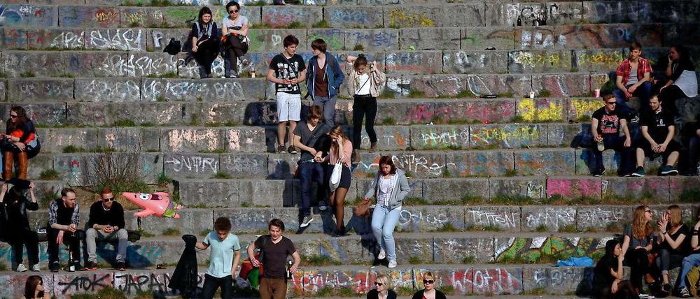 Im Mauerpark zwischen Prenzlauer Berg und Wedding bleibt es höchstens vormittags so leer...