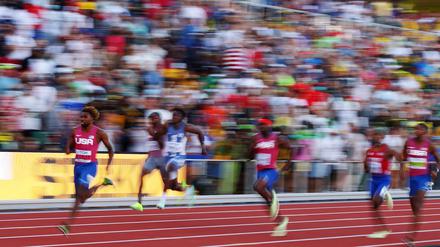 In 19,31 Sekunden stürmt Noah Lyles ins Ziel.