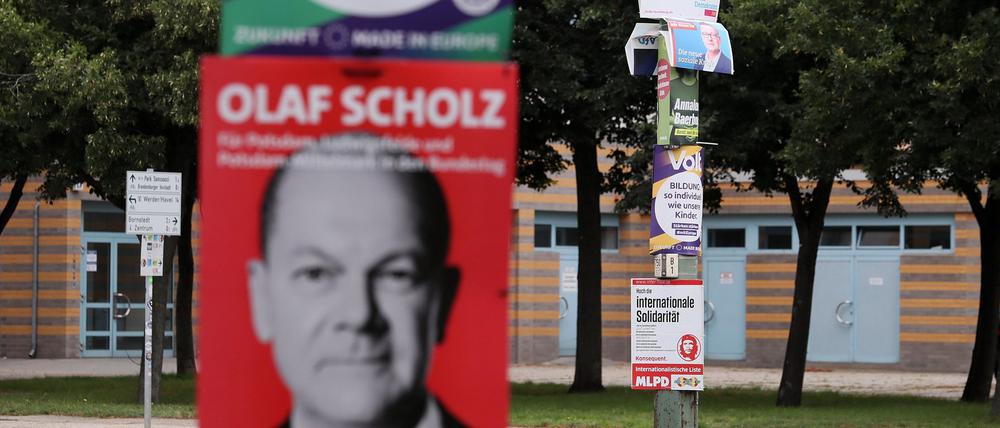 Wahlplakate in Potsdam zur Bundestagswahl 2021.