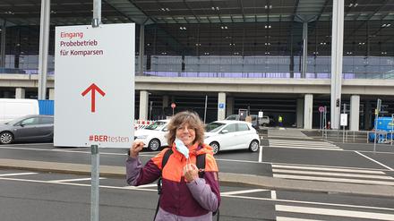 Tagesspiegel-Redakteurin Annette Kögel vor Beginn des letztes Testtages.