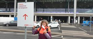 Tagesspiegel-Redakteurin Annette Kögel vor Beginn des letztes Testtages.