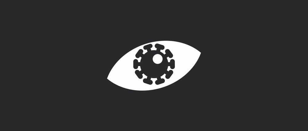 „Corona is watching you.“ Ein grafischer Kommentar von Raban Ruddigkeit/ruddigkeit.de