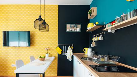 Modern and cosy studio decorated with modern furniture