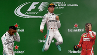 Einen Sprung voraus: Nico Rosberg (M.) landete in Monza vor Lewis Hamilton und Sebastian Vettel.