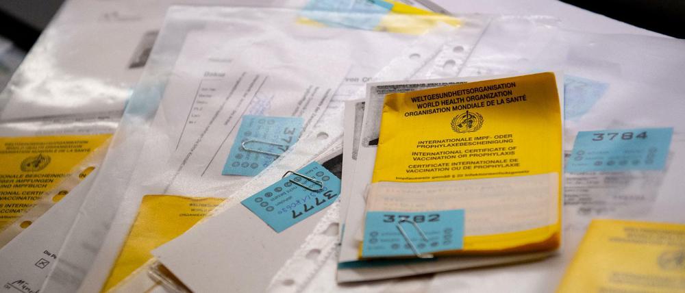Eine Geldstrafe oder bis zu zwei Jahre Gefängnis drohen bei Impfpass-Fälschungen.