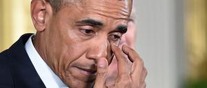 US-Präsident Barack Obama bei seiner Ankündigung gegen Waffengewalt in den USA vorzugehen.