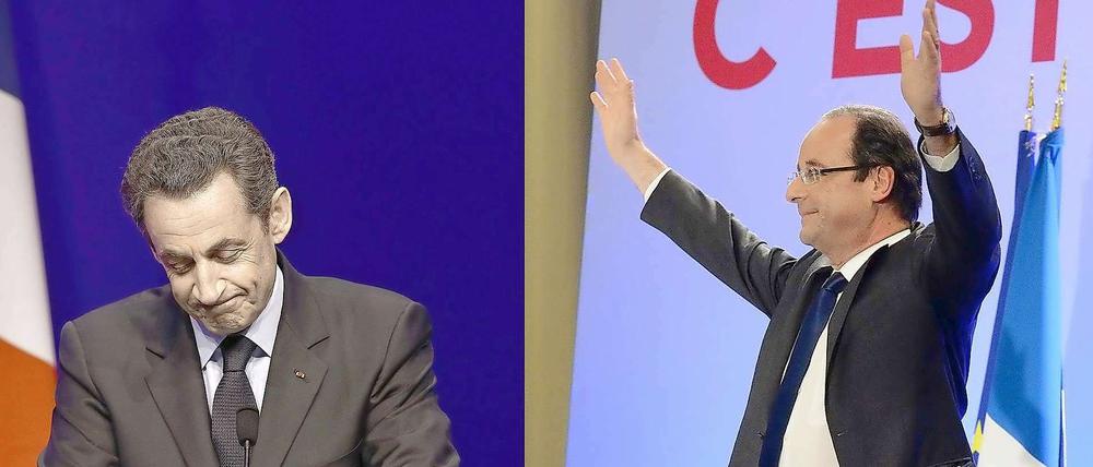 Nicolas Sarkozy (links) und François Hollande treten in der Stichwahl am 6. Mai gegeneinander an. 