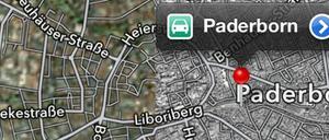 Apple hat zum Start des neuen iPhone 5 auch die bisherigen Google-Karten durch einen eigenen Dienst ersetzt. Fehler und fehlende Details in den neuen Karten verärgerten jedoch viele Nutzer. So kommt es beispielsweise in Paderborn zu einer ungewollten Zeitreise - für ein vollständig coloriertes Bild hat es anscheinend nicht gereicht. Haben auch Sie einen Schnappschuss? Schicken Sie ihn an leserbilder@tagesspiegel.de.