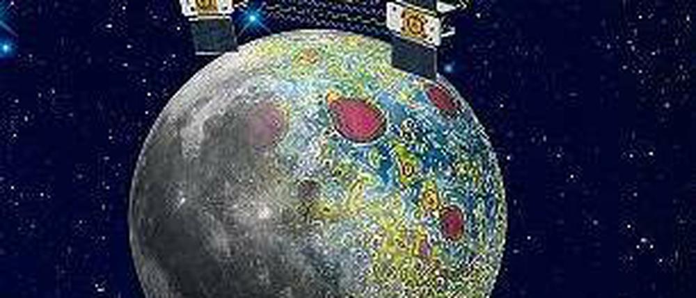 Schwestersonden. Grail A und B umrunden im Duett den Mond. Foto: dpa