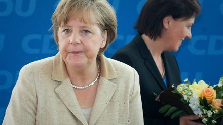 Bundeskanzlerin Angela Merkel und die CDU-Spitzenkandidatin bei den Bürgerschaftswahlen in Bremen, Rita Mohr-Lüllmann.