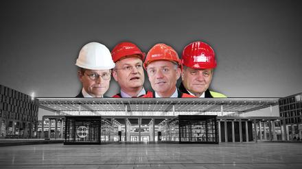  Michael Müller, Jörg Marks, Rainer Schwarz und Hartmut Mehdorn