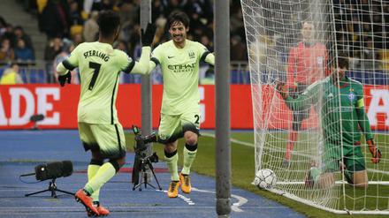 David Silva bejubelt sein 2:0 für ManCity.