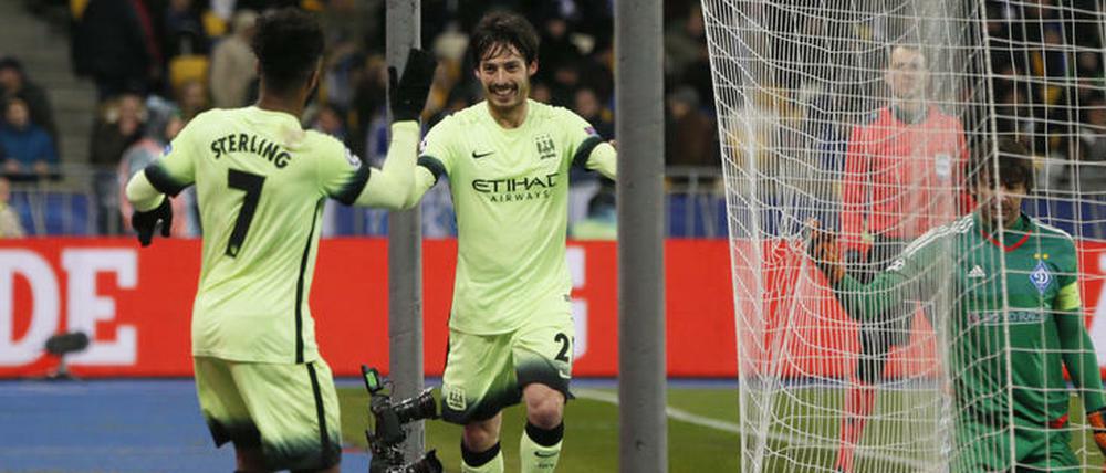 David Silva bejubelt sein 2:0 für ManCity.