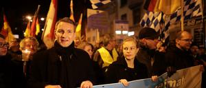 Björn Höcke bei einer Kundgebung in Erfurt. 