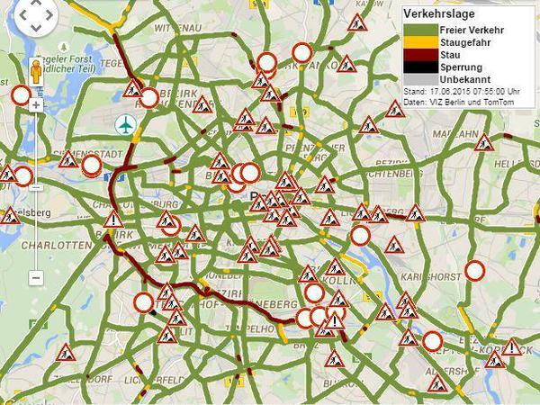 Stau auf dem Stadtring. Wer die Autobahn umfahren kann, sollte es tun.