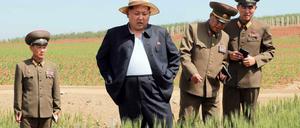 Nordkoreas Staatschef Kim Jong Un besichtigt auf diesem offiziell herausgegebenen Foto eine Farm an einem nicht näher bezeichneten Ort.